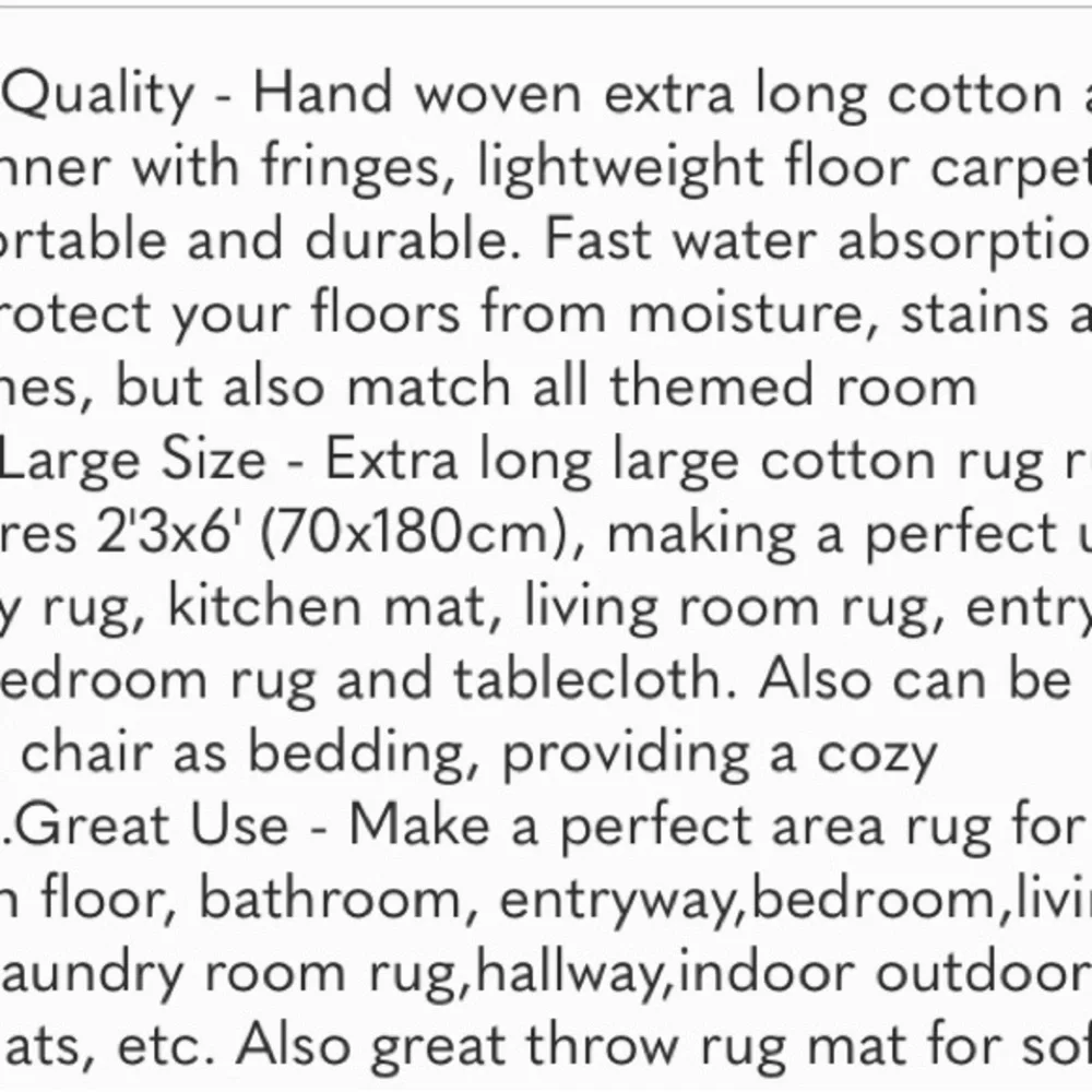 Extra Long Rug Runner Cotton Color Pattern Area 2.3'x 6'